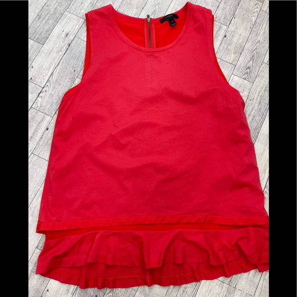 NWOT J Crew Bright Poppy Double Hem Peplum Tank, S